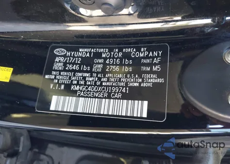 2012 Hyundai Genesis 3.8 from USA, damaged, VIN KMHGC4DDXCU199741
